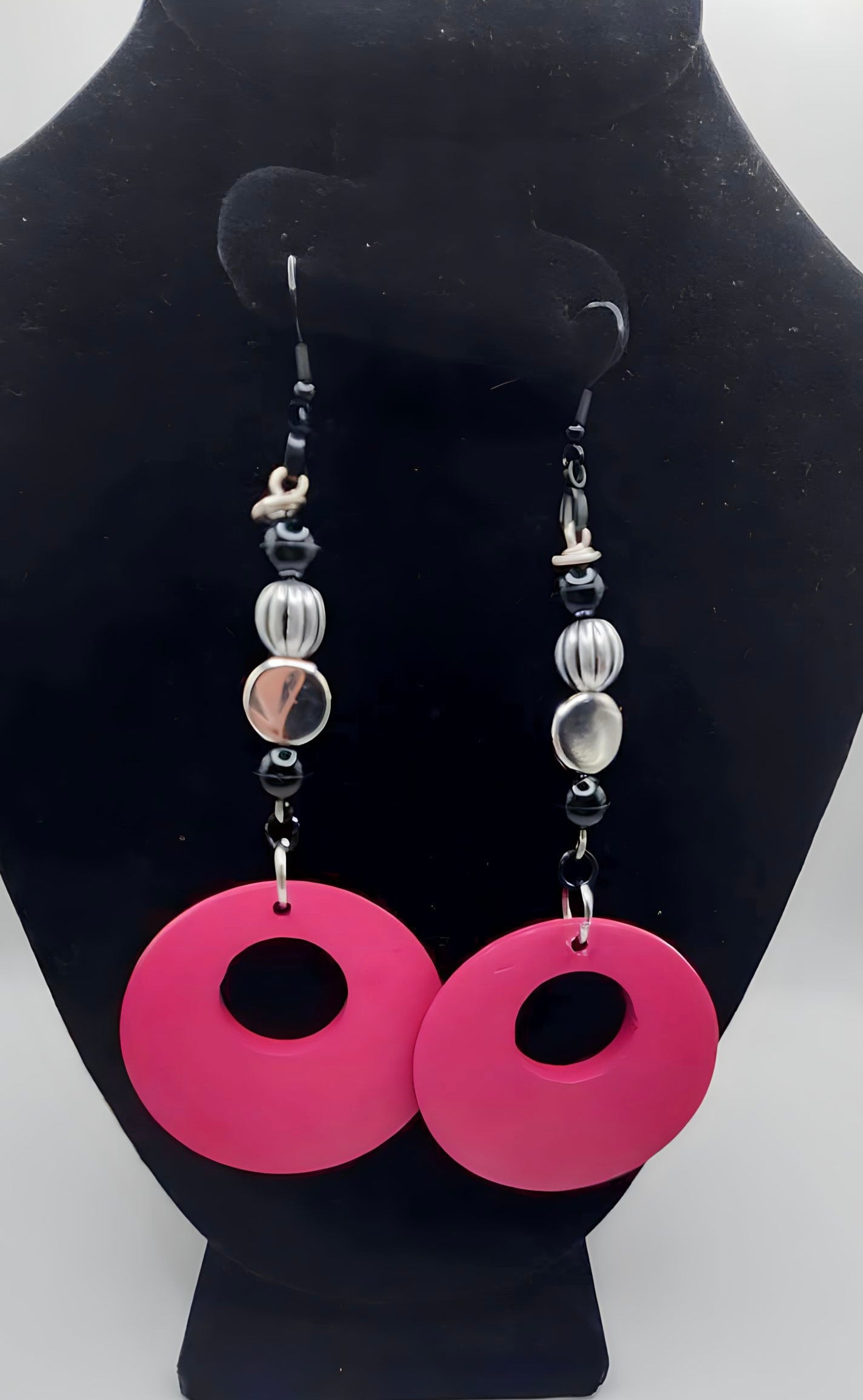 Wooden Beaded Dangling Earrings