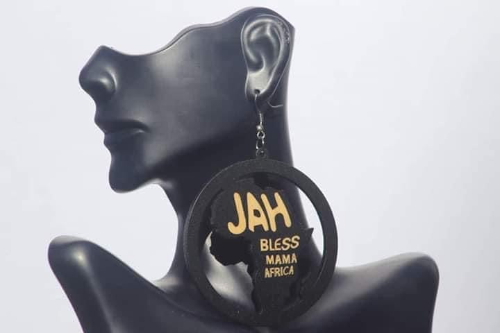 Wooden Earring “Jah Bless Mama Africa”