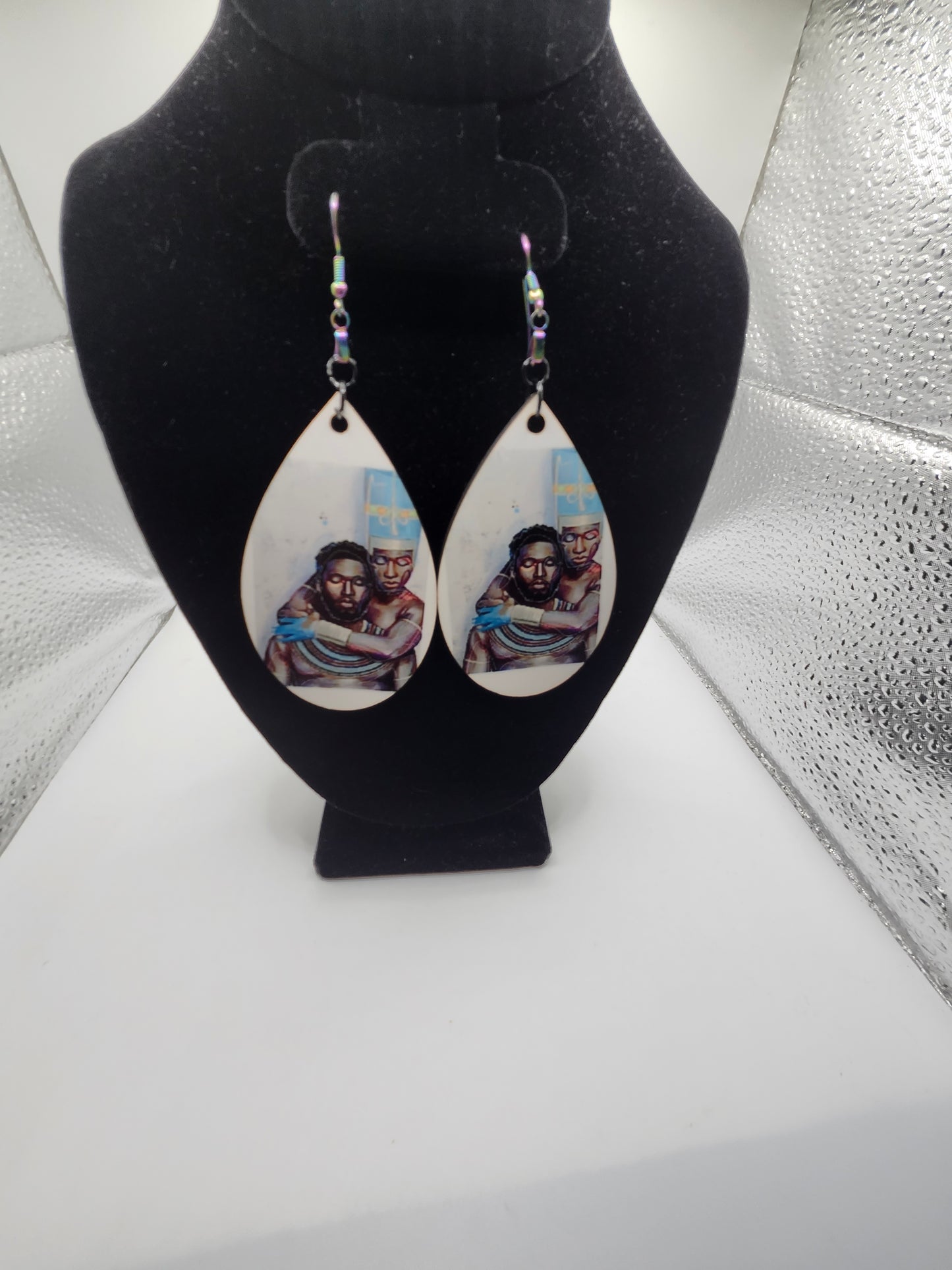 Black Love Teardrop Sublimation Earrings