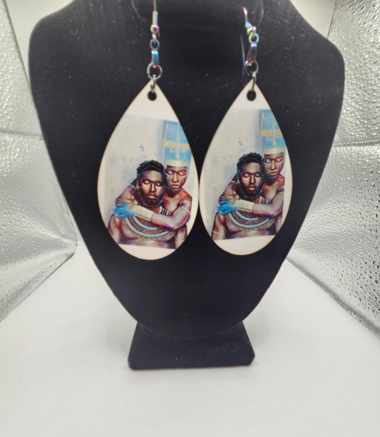 Black Love Teardrop Sublimation Earrings