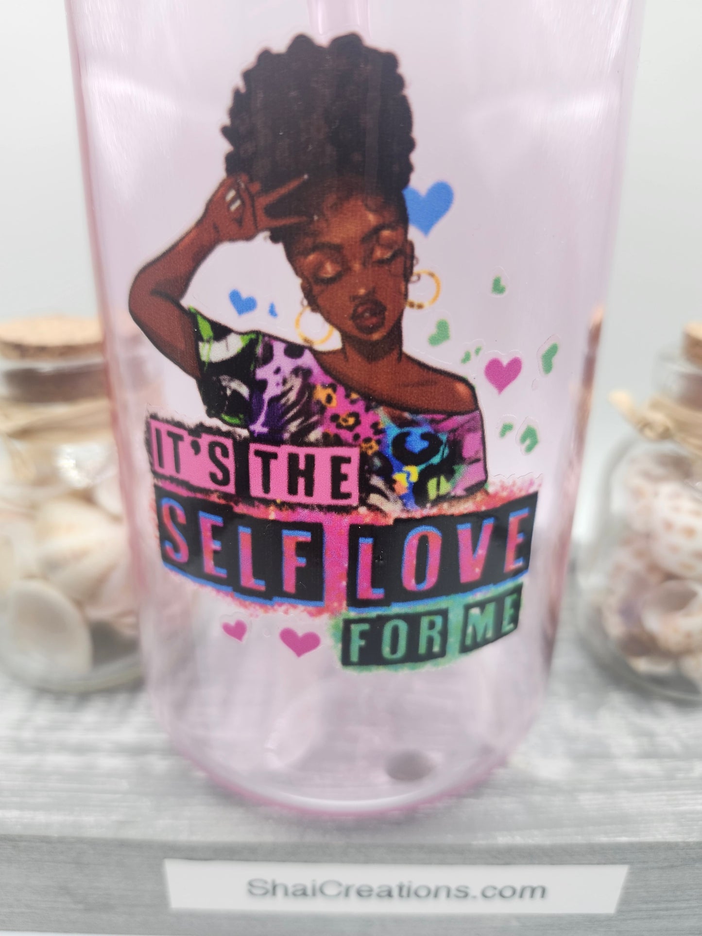 Designer Glass Cup-It's The Self Love For Me