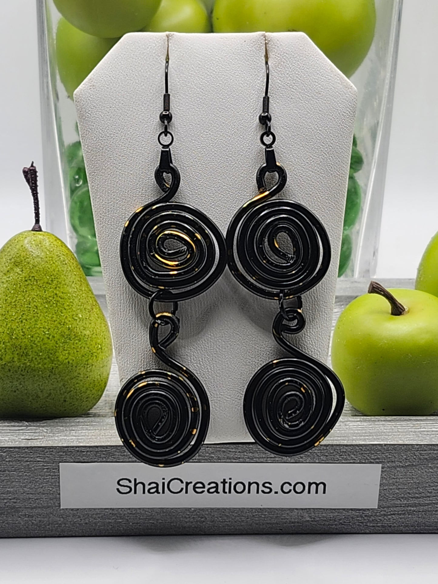 Gold n Black Dangle Earrings