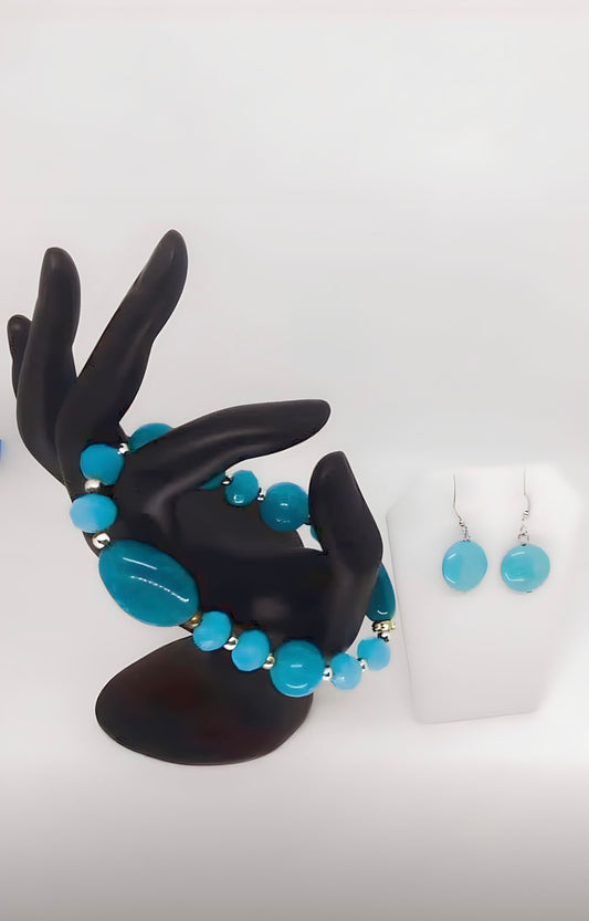 Beaded Bracelet and Earrings