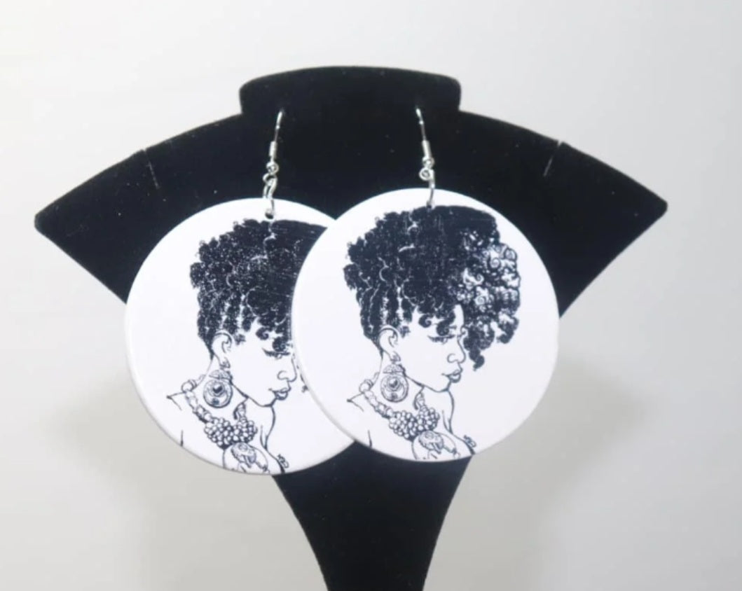 Sublimation Design B&W Earrings